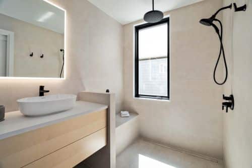bathroom rain showerhead after renovation - Boston Framer - Cambridge MA